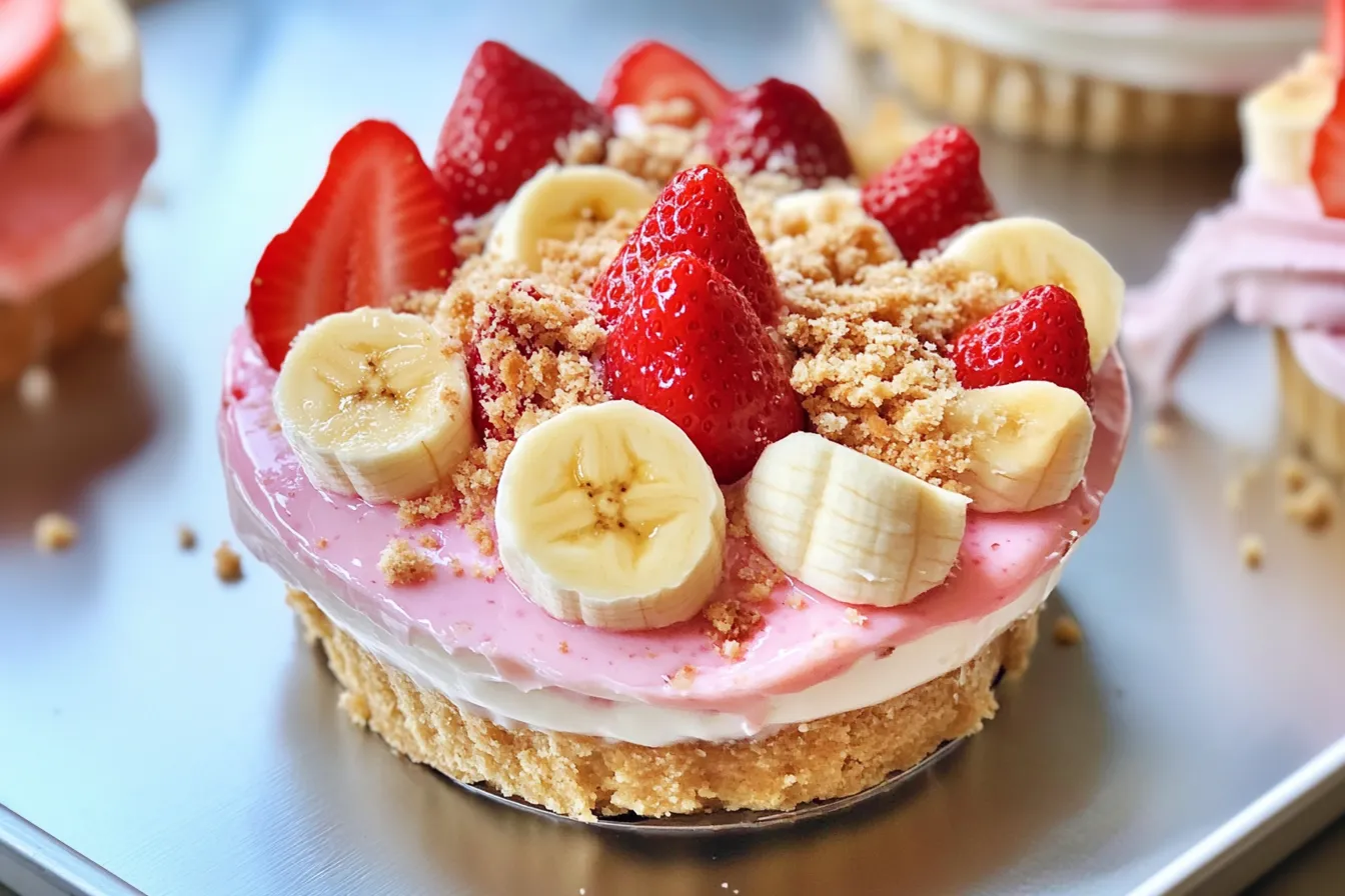 Strawberry and banana cheesecake