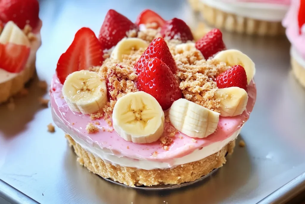 Strawberry and banana cheesecake