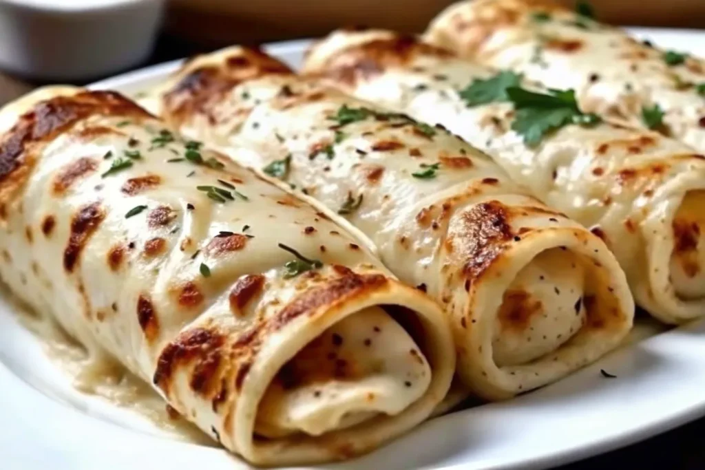Cheesy garlic chicken wraps