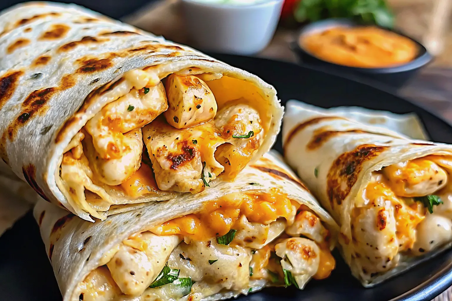 Cheesy garlic chicken wraps