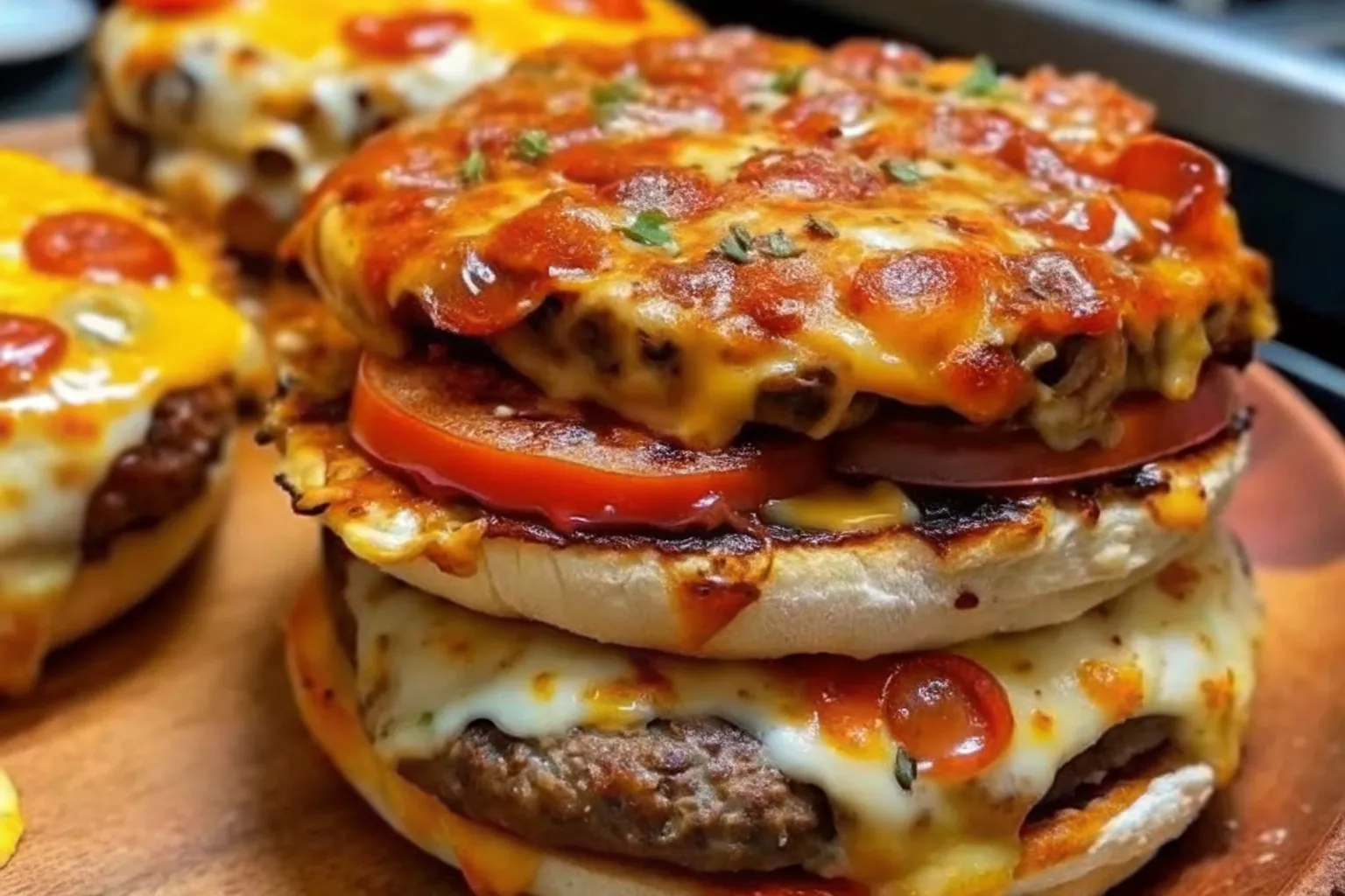 cheesy pizza burger