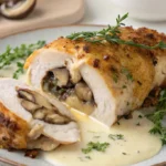cheesy garlic butter mushroom stuffed chicken